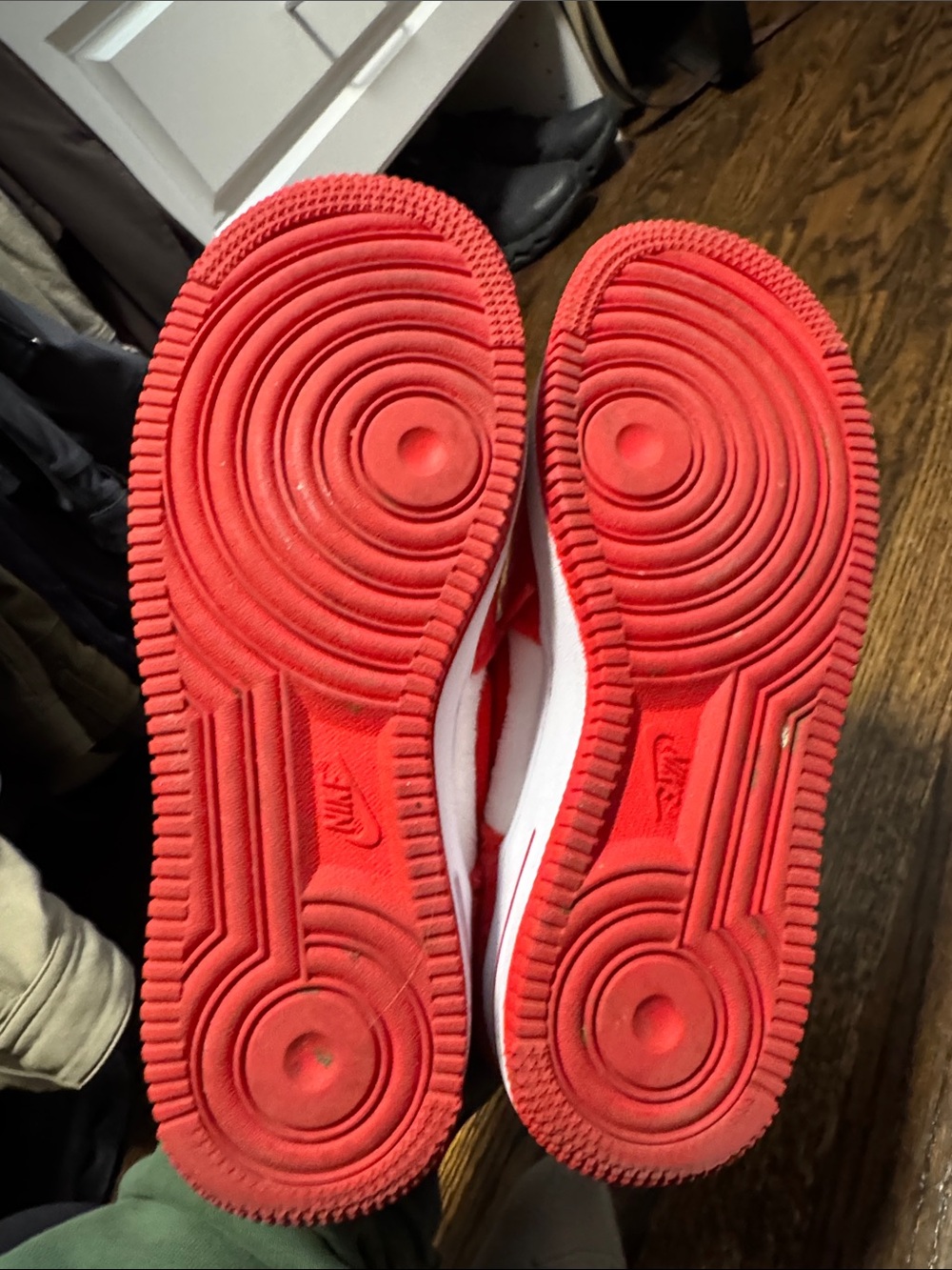 Nike Kids Red and White Suede-Look Low Top Sneakers - Picture 3 of 5